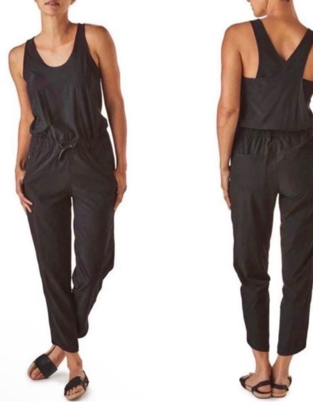 Patagonia Black Fleetwith Jumpsuit with Drawstring Waist